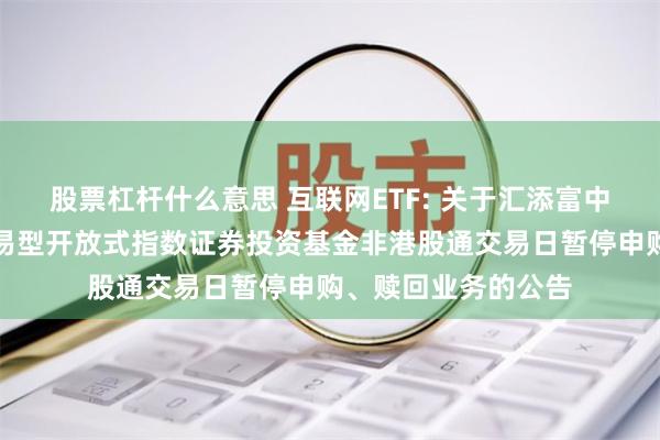 股票杠杆什么意思 互联网ETF: 关于汇添富中证沪港深互联网交易型开放式指数证券投资基金非港股通交易日暂停申购、赎回业务的公告