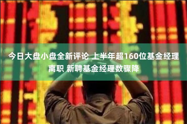 今日大盘小盘全新评论 上半年超160位基金经理离职 新聘基金经理数骤降