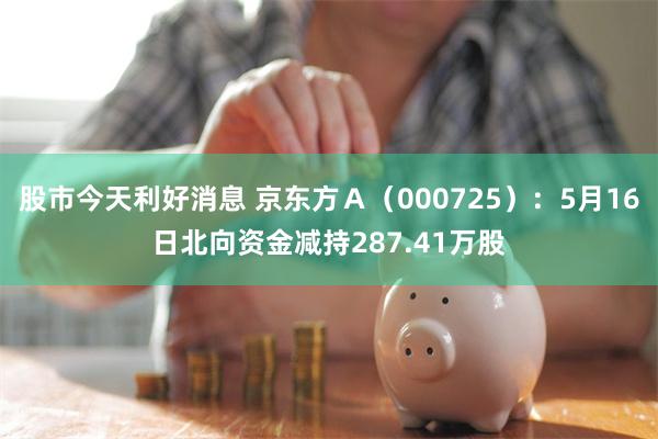 股市今天利好消息 京东方Ａ（000725）：5月16日北向资金减持287.41万股